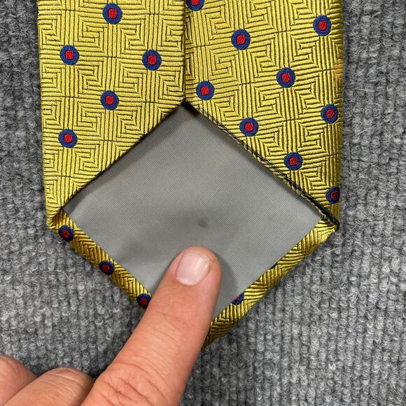REPP Ltd. Tie 4" X 64.5" Yellow Geometric X-Long All Silk USA Made READ - Picture 5 of 12